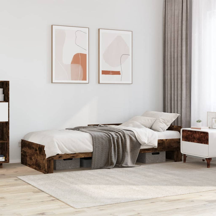 sengeramme 90x190 cm uden madras konstrueret træ røget eg