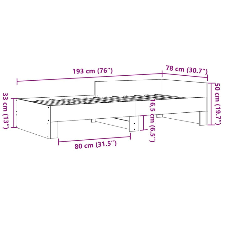 sengeramme 75x190 cm konstrueret træ hvid