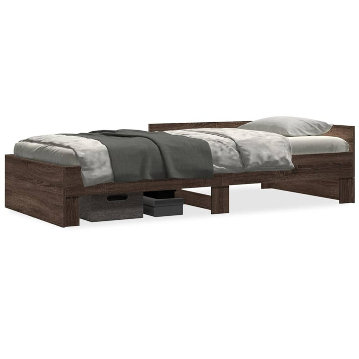 sengeramme 75x190 cm uden madras konstrueret træ brunt eg