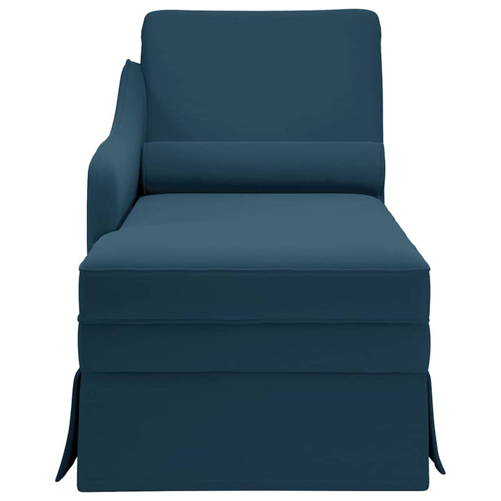 chaiselong med bolster og højre armlæn fløjl blå