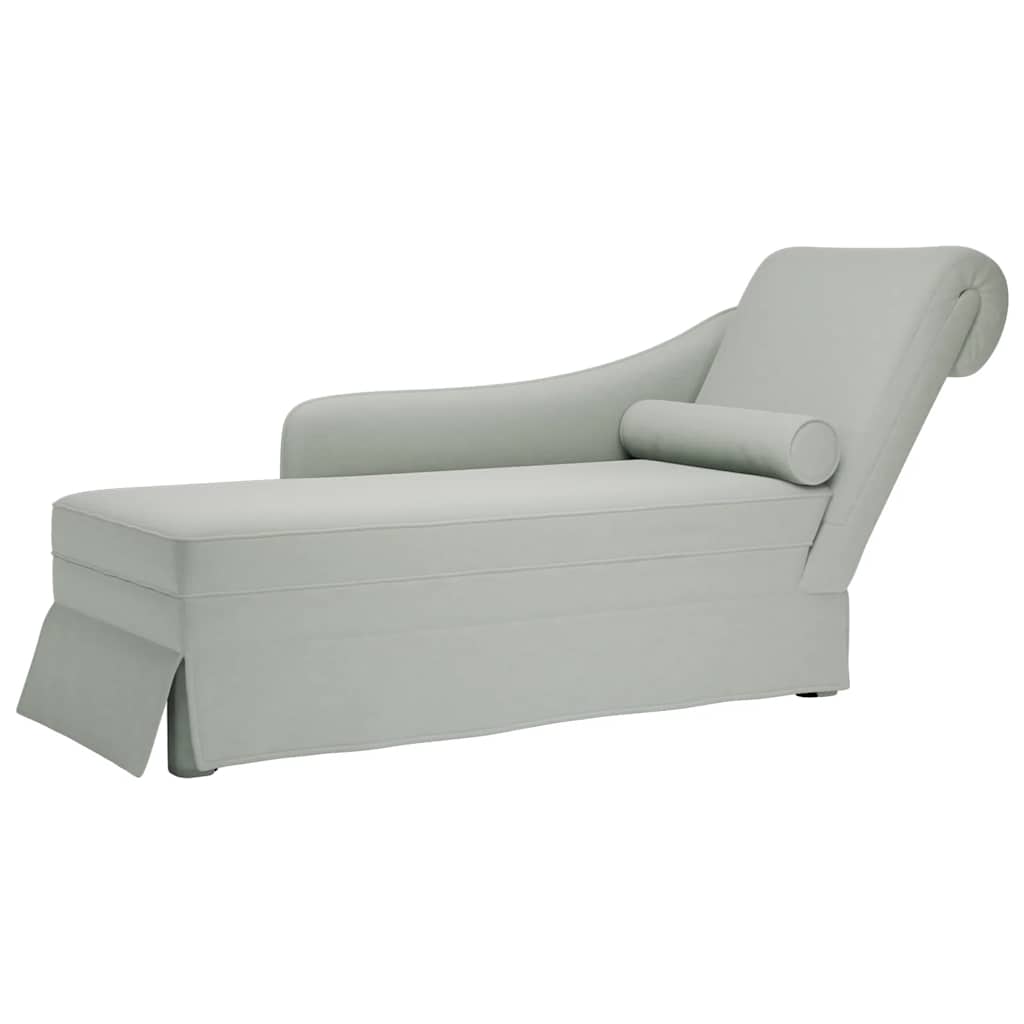 chaiselong med bolster og højre armlæn fløjl lysegrå