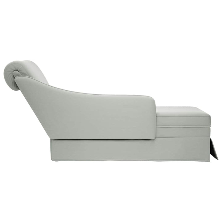 chaiselong med bolster og højre armlæn fløjl lysegrå