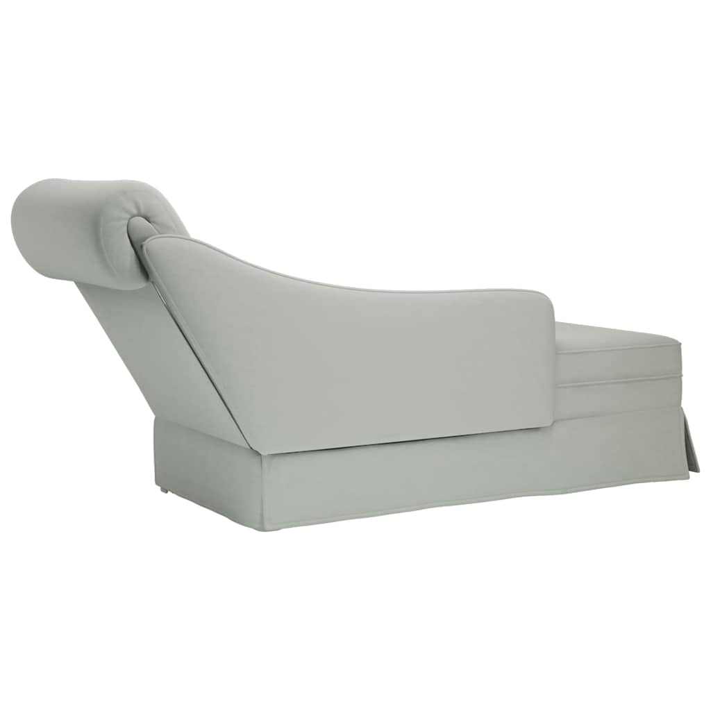 chaiselong med bolster og højre armlæn fløjl lysegrå