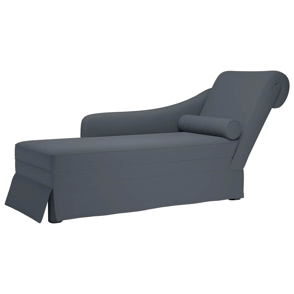 chaiselong med bolster og højre armlæn fløjl mørkegrå