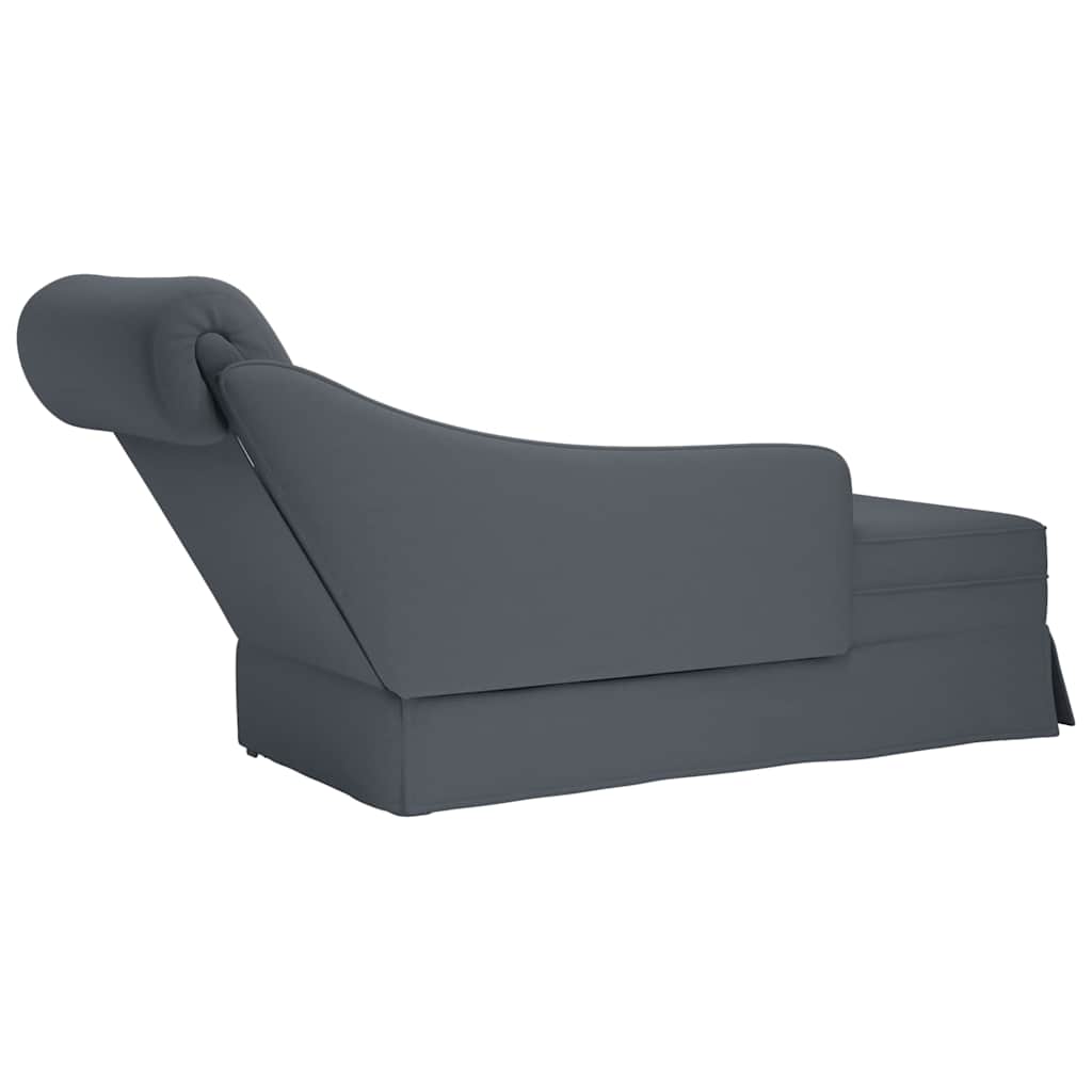 chaiselong med bolster og højre armlæn fløjl mørkegrå
