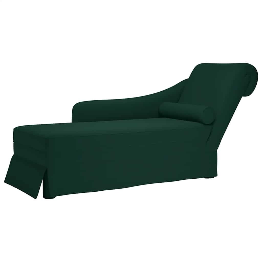 chaiselong med bolster og højre armlæn Mørkegrønt fløjl