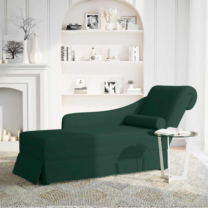 chaiselong med bolster og højre armlæn Mørkegrønt fløjl