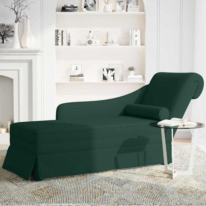chaiselong med bolster og højre armlæn Mørkegrønt fløjl
