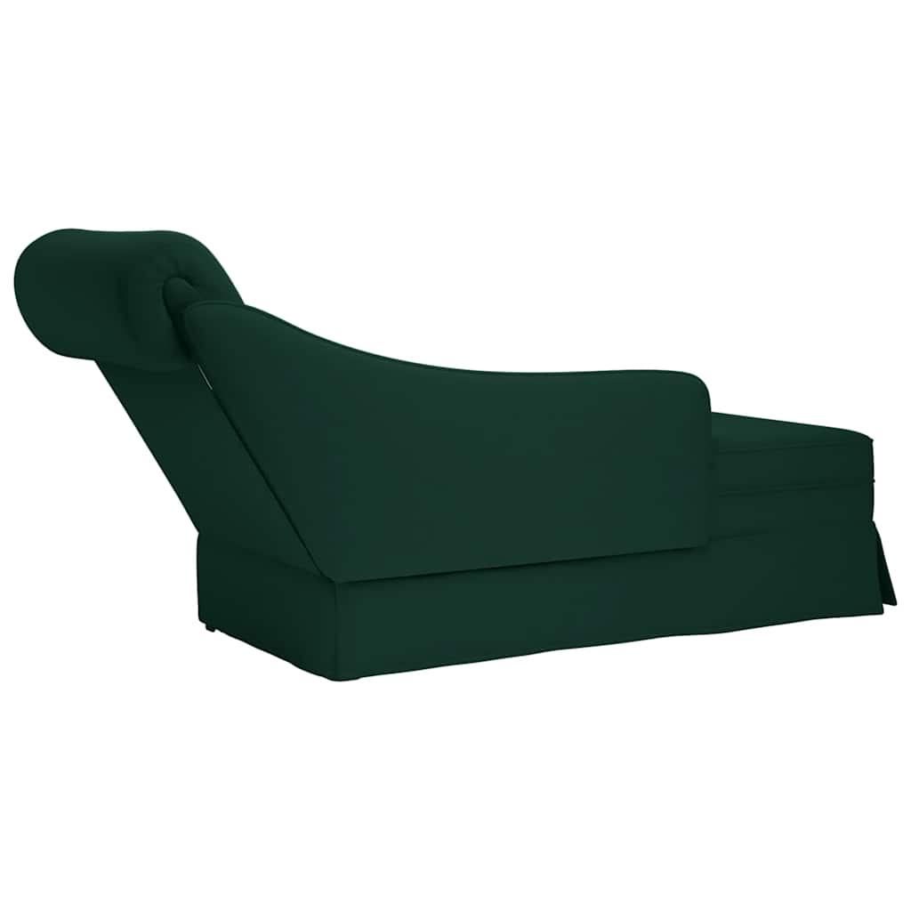 chaiselong med bolster og højre armlæn Mørkegrønt fløjl