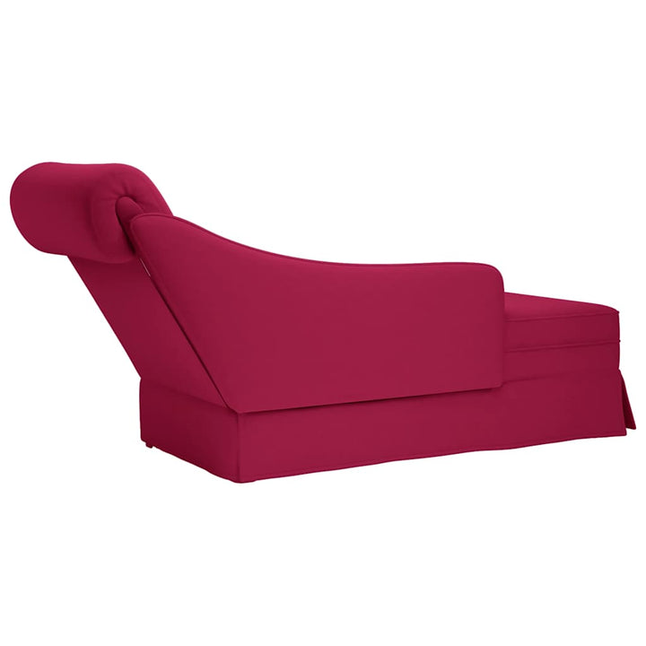 chaiselong med bolster og højre armlæn vinrød fløjl