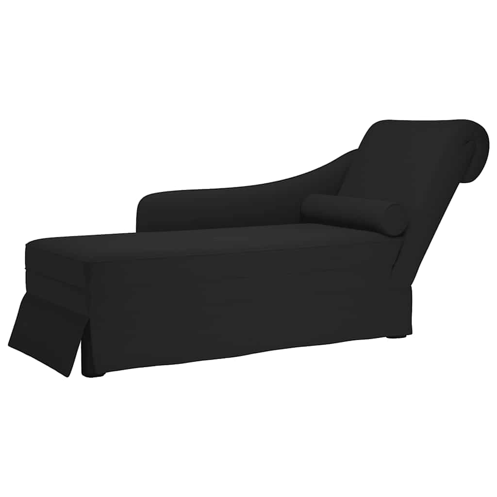 chaiselong med bolster og højre armlæn fløjl sort
