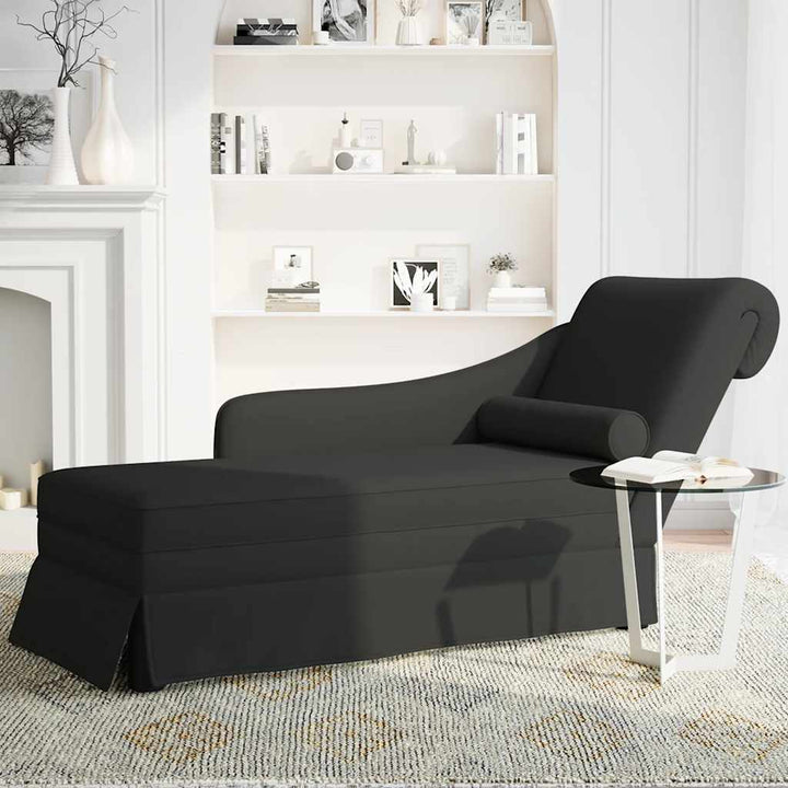chaiselong med bolster og højre armlæn fløjl sort
