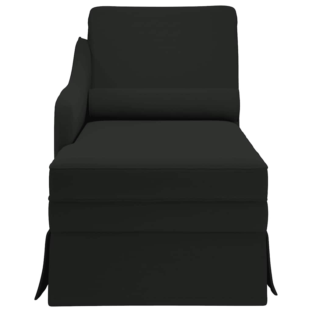 chaiselong med bolster og højre armlæn fløjl sort