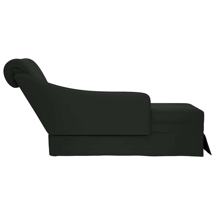 chaiselong med bolster og højre armlæn fløjl sort