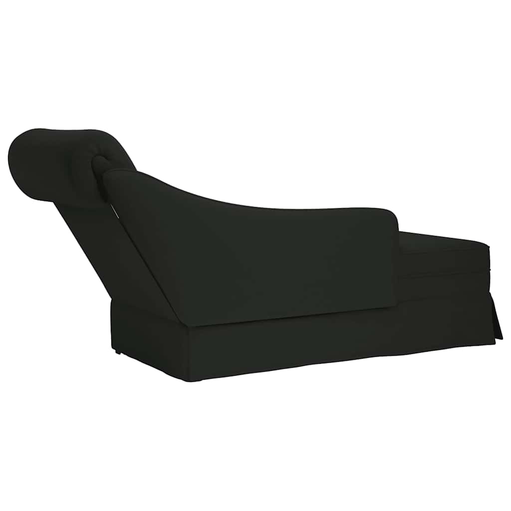chaiselong med bolster og højre armlæn fløjl sort