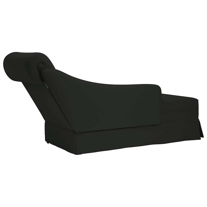 chaiselong med bolster og højre armlæn fløjl sort