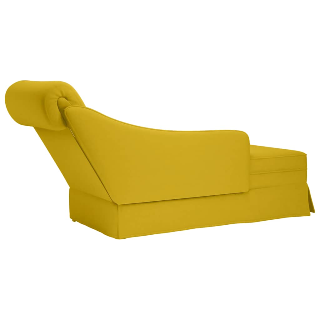 chaiselong med bolster og højre armlæn fløjl gul