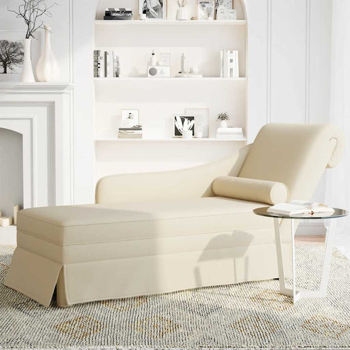 chaiselong med bolster og højre armlæn hør