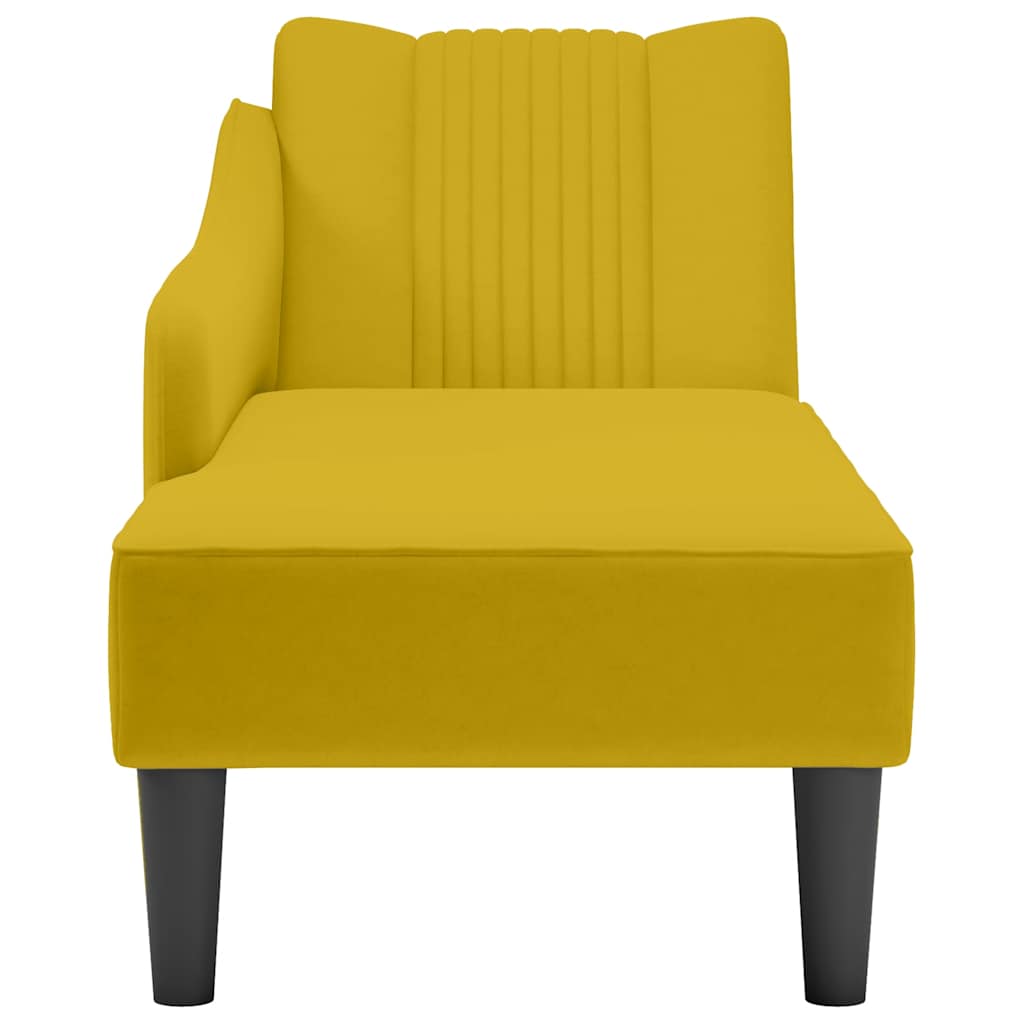 chaiselong med højre armlæn fløjl gul
