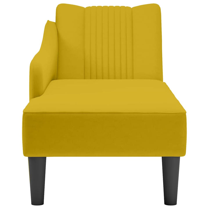 chaiselong med højre armlæn fløjl gul