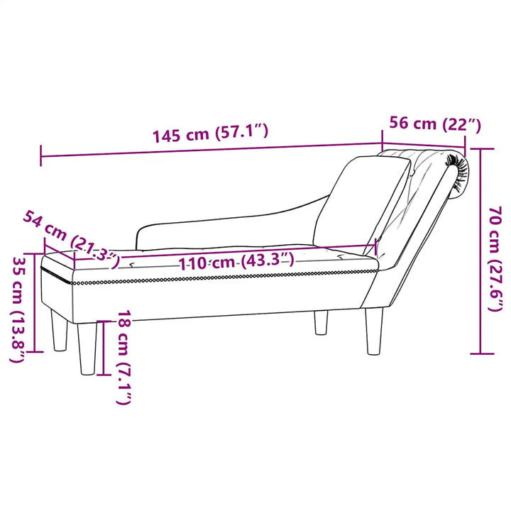 chaiselong med pude og højre armlæn kunstlæder armygrøn