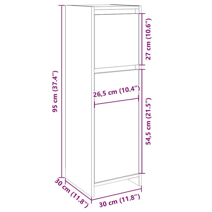 badeværelsesskab 30x30x95 cm konstrueret træ sonoma-eg