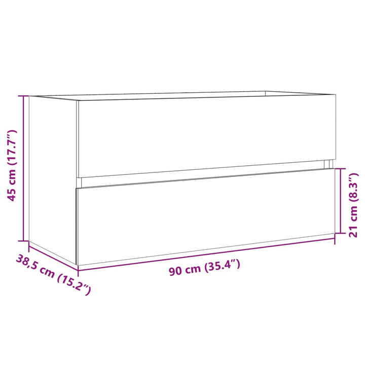vaskeskab 90x38,5x45 cm konstrueret træ sonoma-eg
