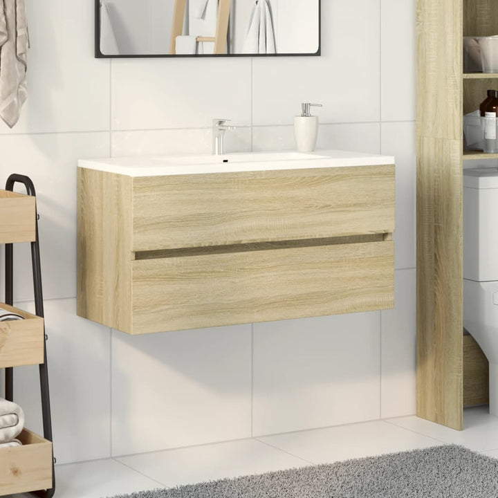 vaskeskab 90x38,5x45 cm konstrueret træ sonoma-eg