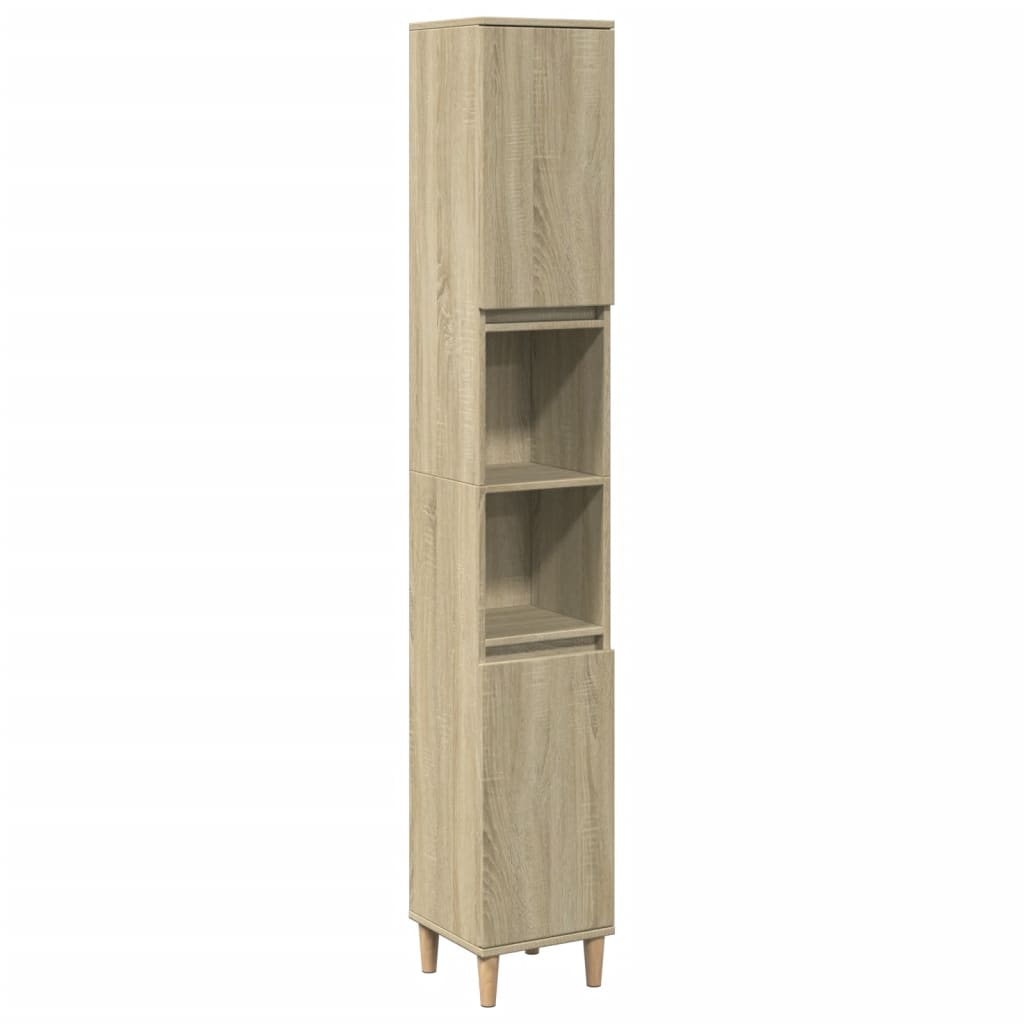 badeværelsesskab 30x30x190 cm konstrueret træ sonoma-eg