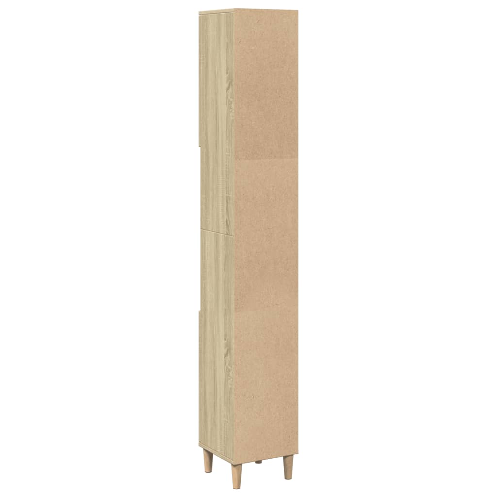 badeværelsesskab 30x30x190 cm konstrueret træ sonoma-eg