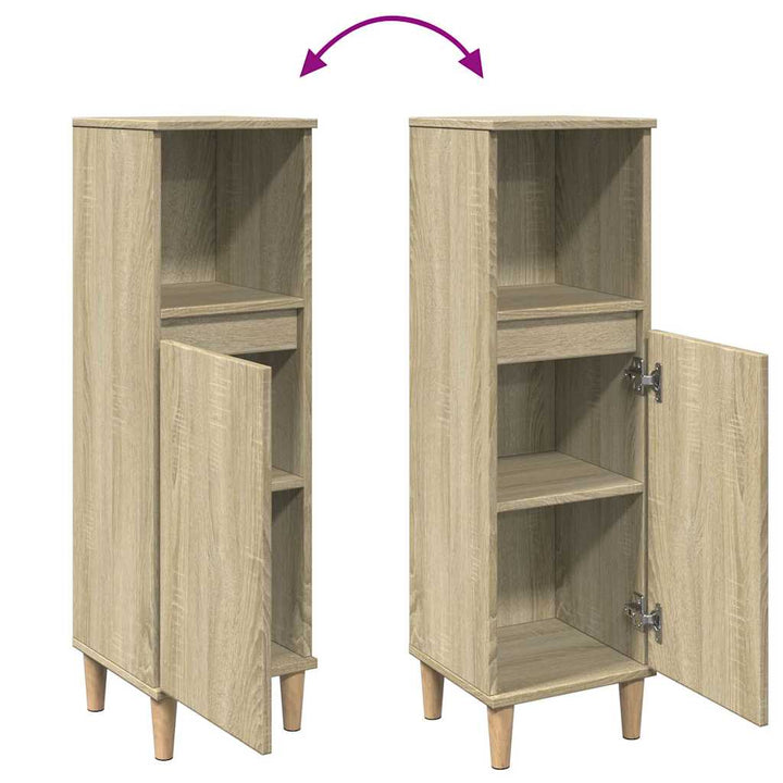 badeværelsesskab 30x30x100 cm konstrueret træ sonoma-eg