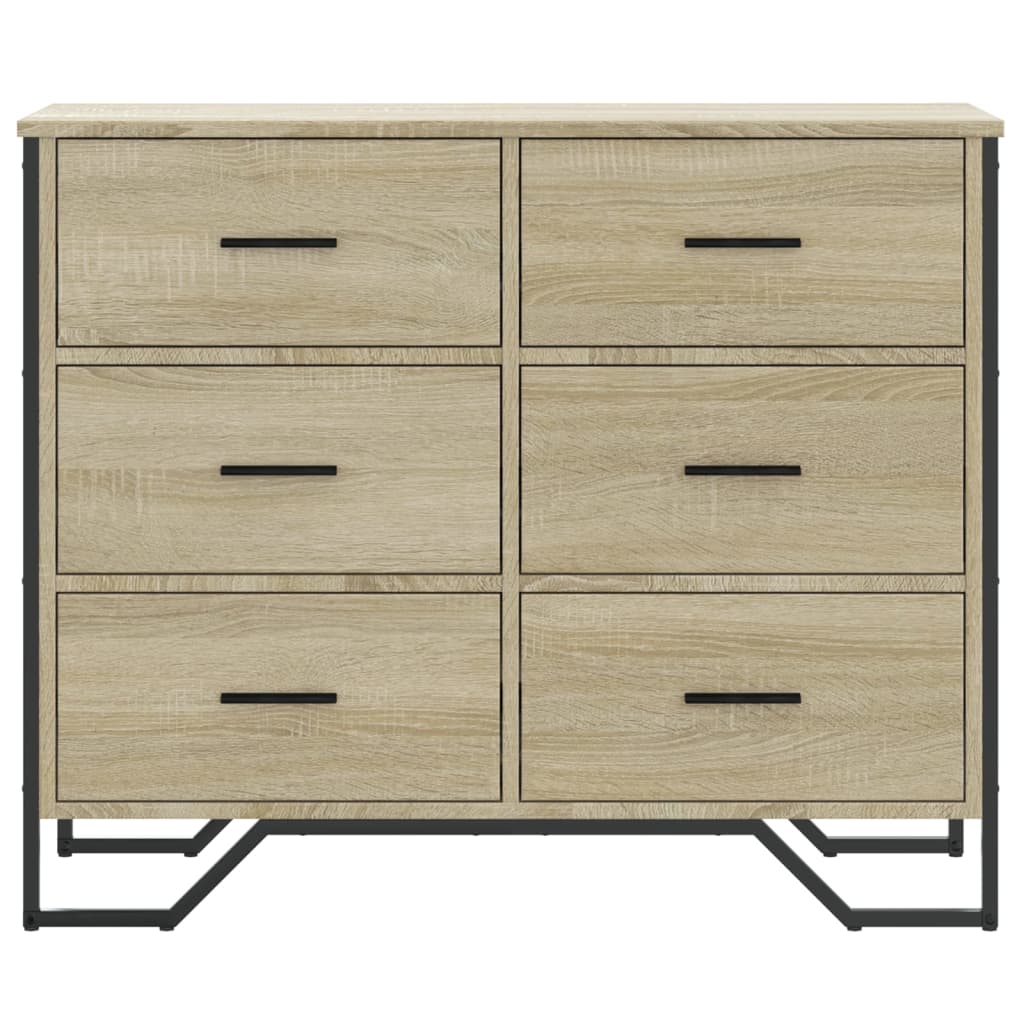 kommode 91x35,5x74,5 cm konstrueret træ sonoma-eg