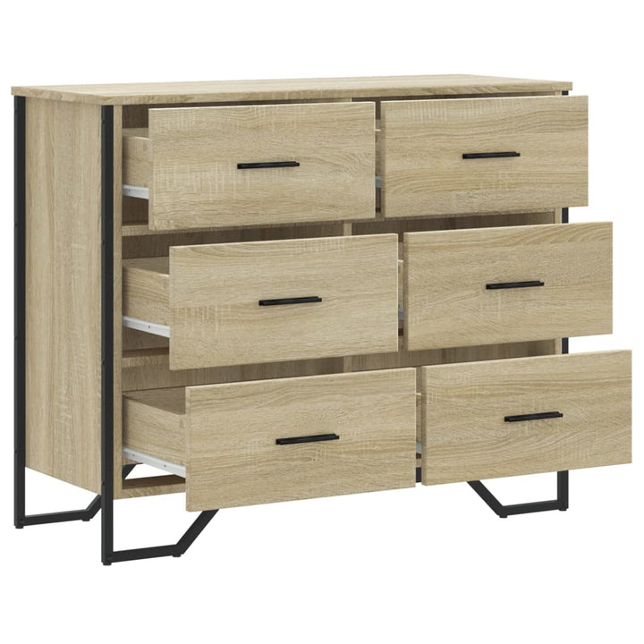 kommode 91x35,5x74,5 cm konstrueret træ sonoma-eg