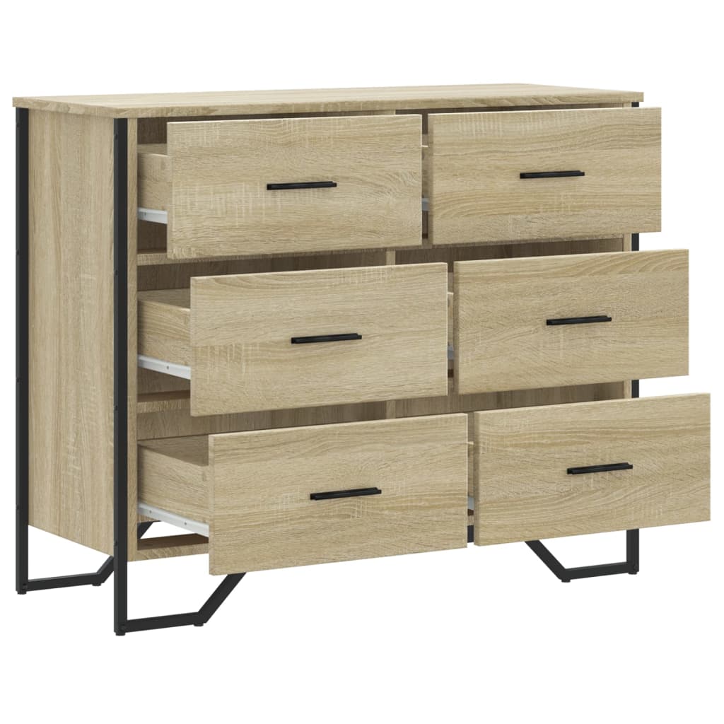 kommode 91x35,5x74,5 cm konstrueret træ sonoma-eg