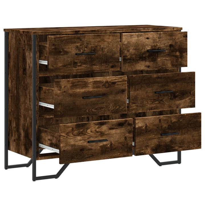 kommode 91x35,5x74,5 cm konstrueret træ røget egetræsfarve