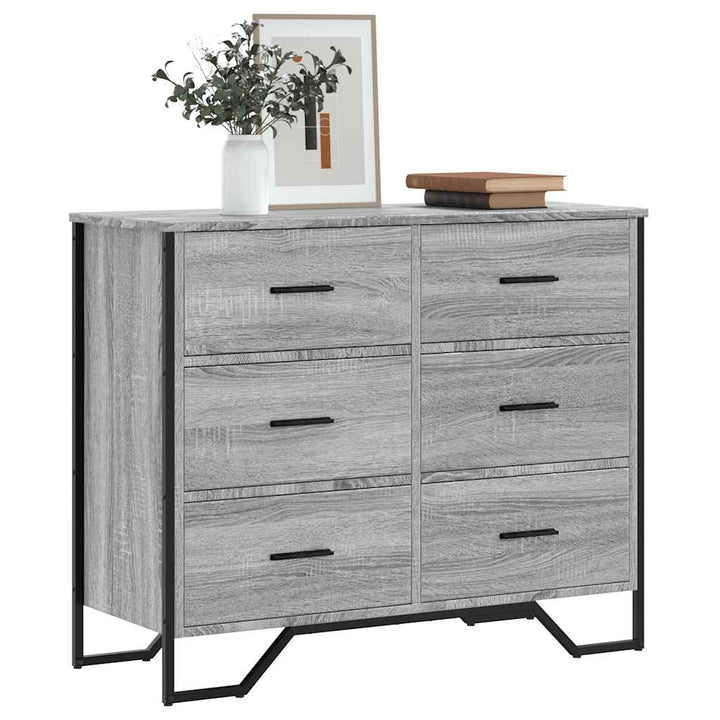 kommode 91x35,5x74,5 cm konstrueret træ sonoma-eg