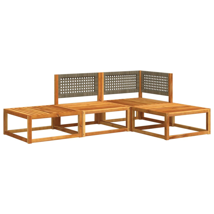 havesofasæt med 4 dele og hynder i træ akacie og rattan