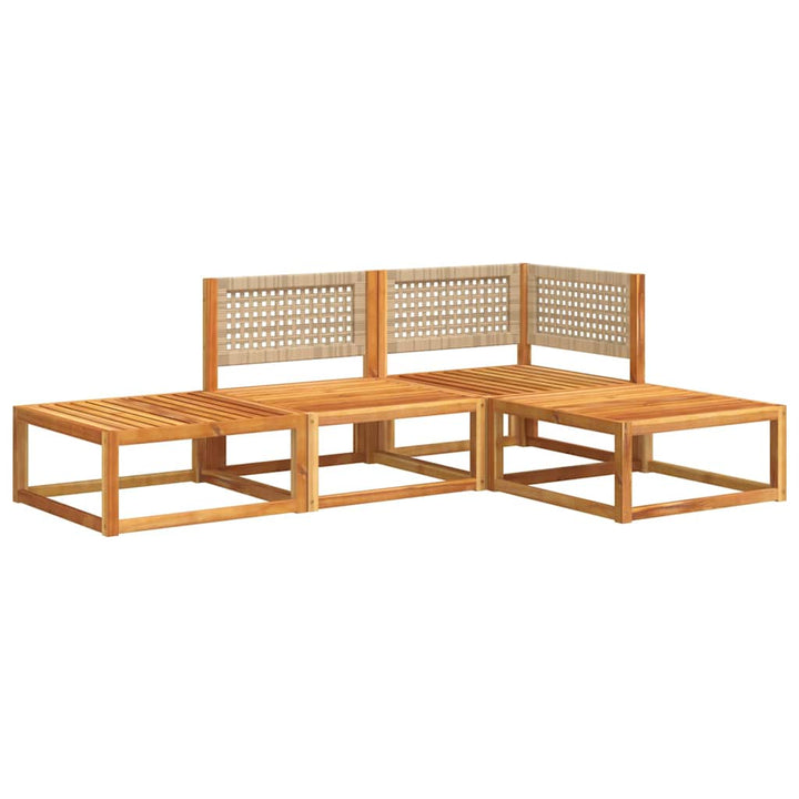 havesofasæt med 4 dele og hynder i træ akacie og rattan