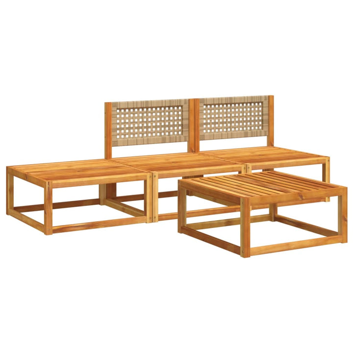 havesofasæt med 4 dele og hynder i træ akacie og rattan