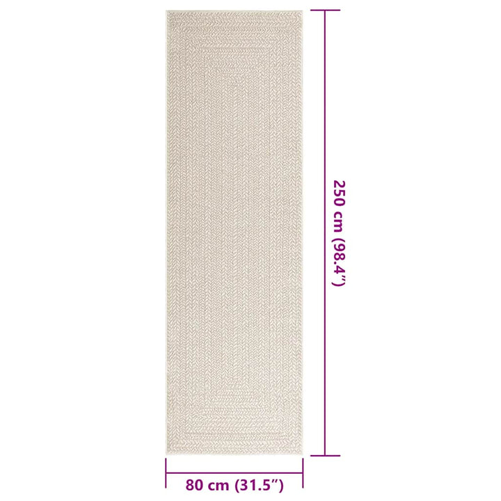 gulvtæppe ZIZUR 80x250 cm jute-look indendørs og udendørs