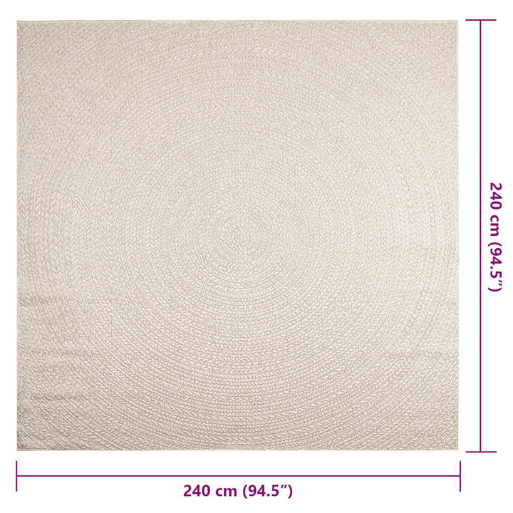 gulvtæppe ZIZUR 240x240 cm jute-look indendørs og udendørs