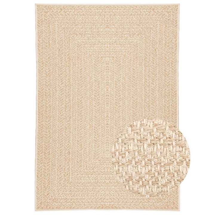 gulvtæppe ZIZUR beige 140x200cm jute-look indendørs og udendørs