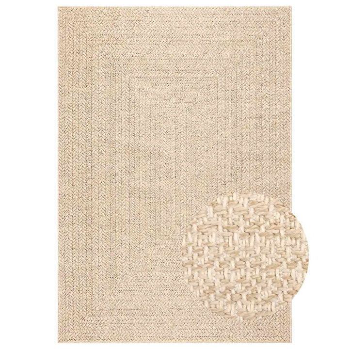 gulvtæppe ZIZUR beige 160x230cm jute-look indendørs og udendørs