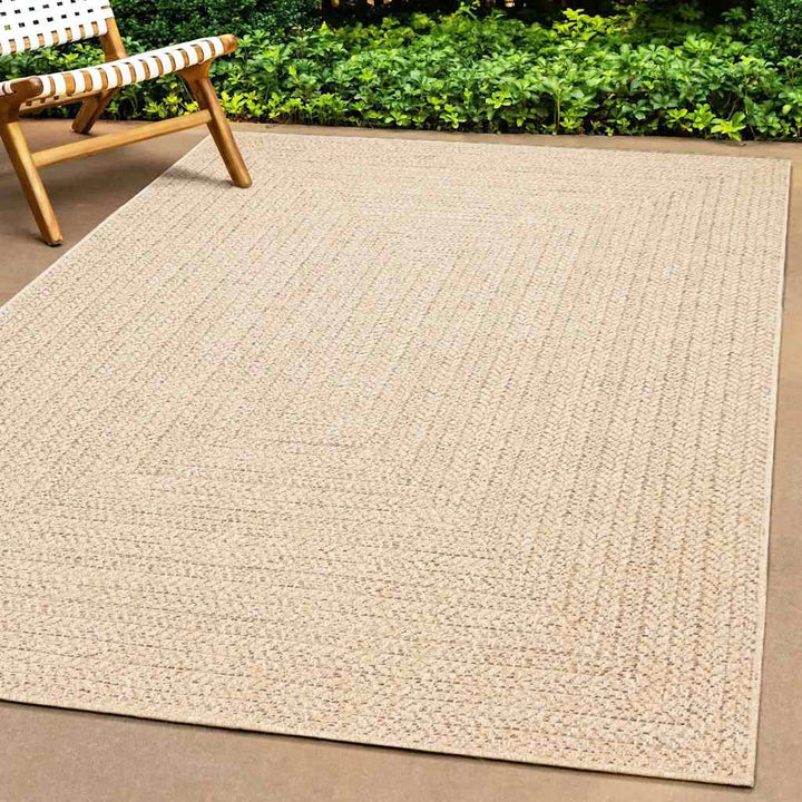 gulvtæppe ZIZUR beige 200x290cm jute-look indendørs og udendørs