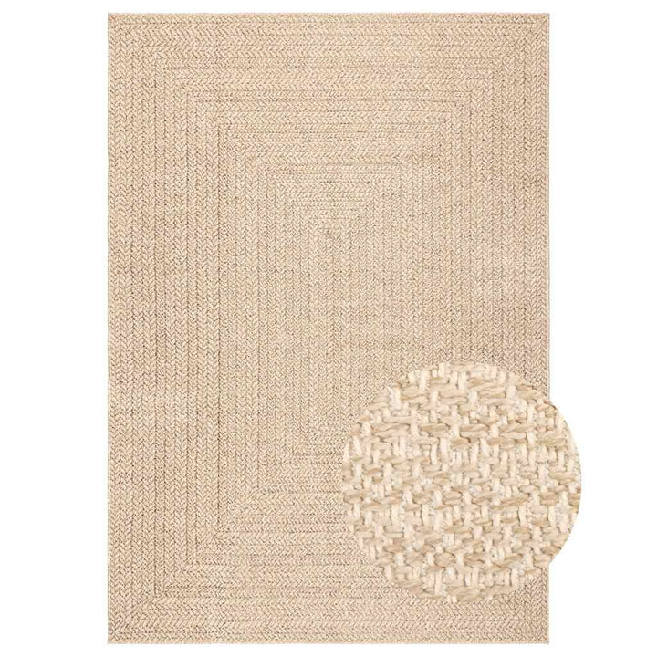 gulvtæppe ZIZUR beige 200x290cm jute-look indendørs og udendørs