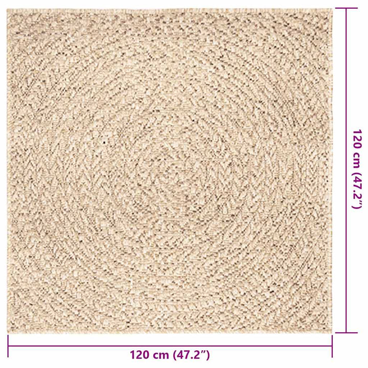 gulvtæppe ZIZUR beige 120x120cm jute-look indendørs og udendørs