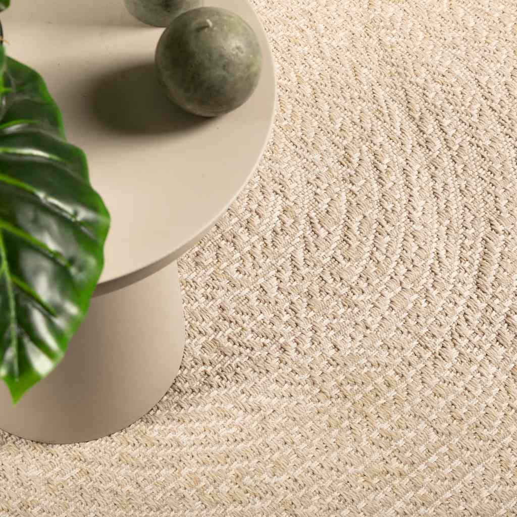 gulvtæppe ZIZUR beige 120x120cm jute-look indendørs og udendørs