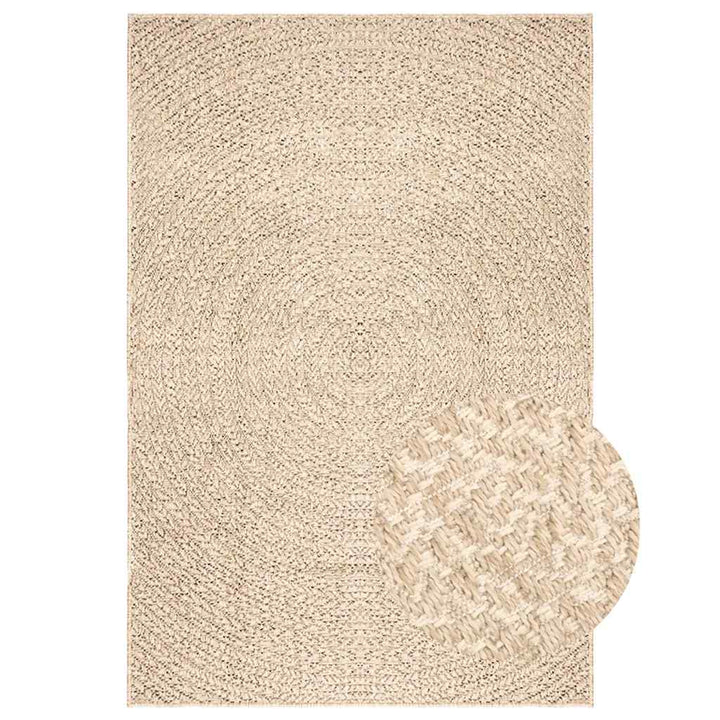 gulvtæppe ZIZUR beige 120x170cm jute-look indendørs og udendørs