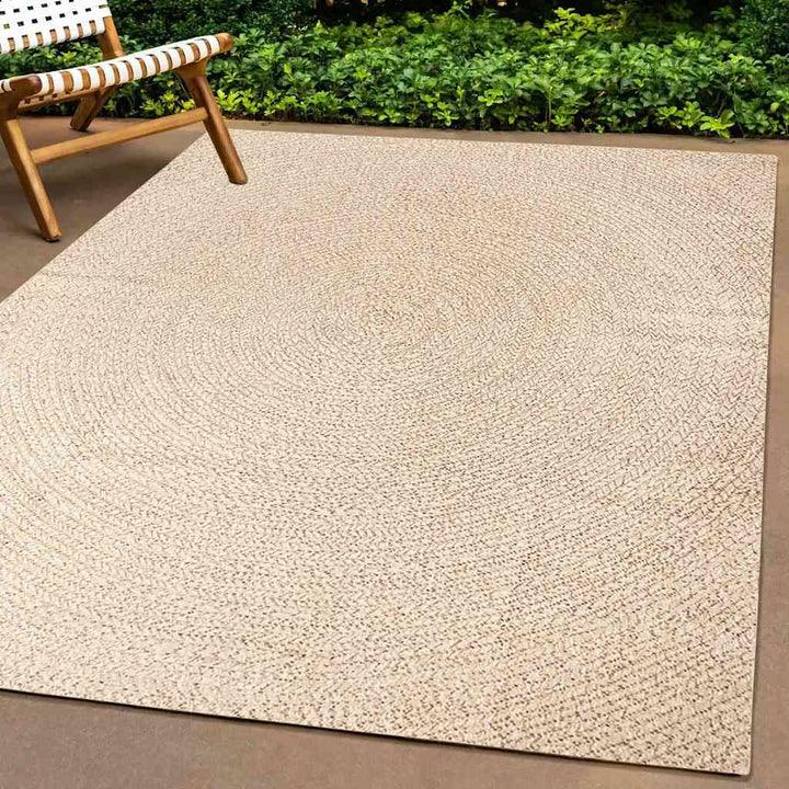 gulvtæppe ZIZUR beige 140x200cm jute-look indendørs og udendørs