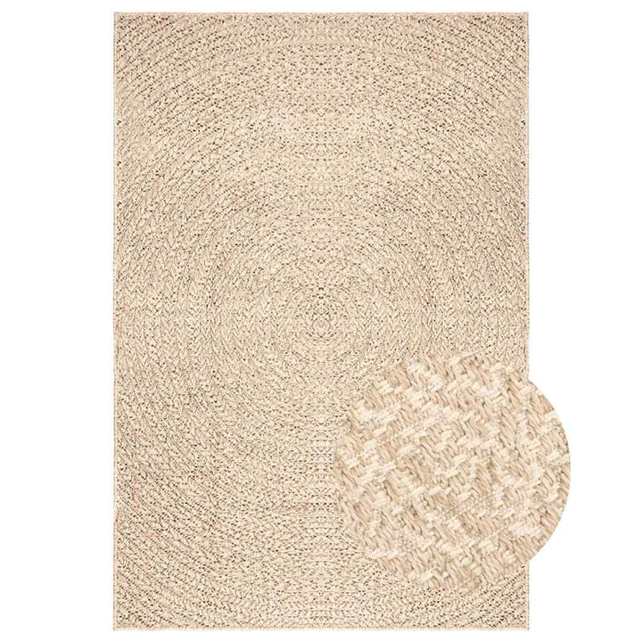 gulvtæppe ZIZUR beige 140x200cm jute-look indendørs og udendørs